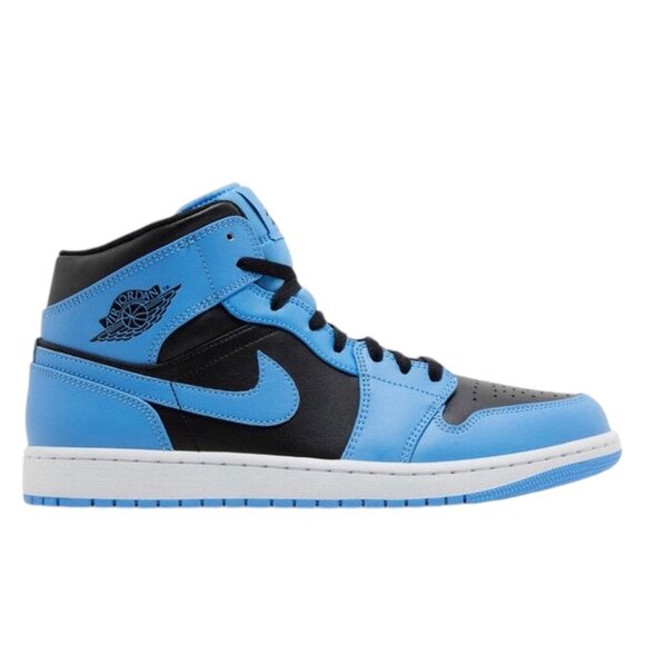 Air Jordan 1 Mid University Blue/Black Mens Retro Basketball Shoes DQ8426 401 - Picture 2 of 7